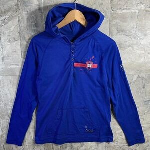 NFL New York Giants blue hoodie Size M woman's quarter button up football  #NFL